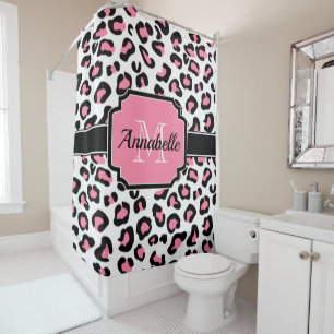 Rideaux De Douche Empreinte de léopard rose