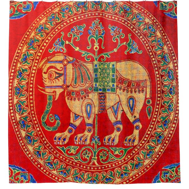 Rideaux De Douche Empreinte d'éléphants d'Inde orientale (Devant)