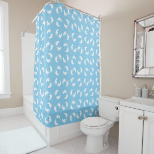 Rideaux De Douche Empreintes bébé, Pied bébé, Marches, Bleu, Garçon