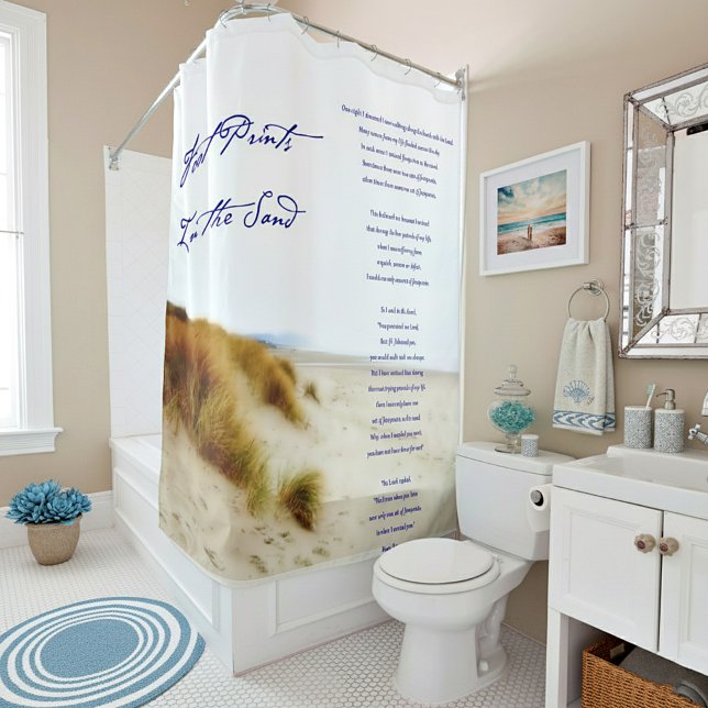 Rideaux De Douche empreintes dans le sable (Créateur téléchargé)
