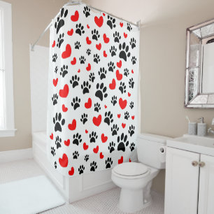 Rideaux De Douche Empreintes de pattes De Chiens Random Et Coeurs Ro