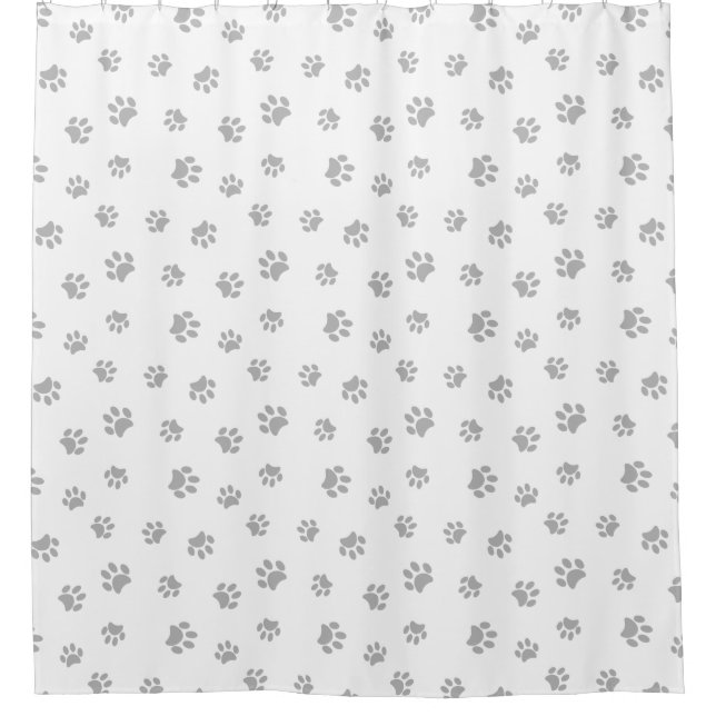 Rideaux De Douche Empreintes de pattes gris argent mignons (Devant)