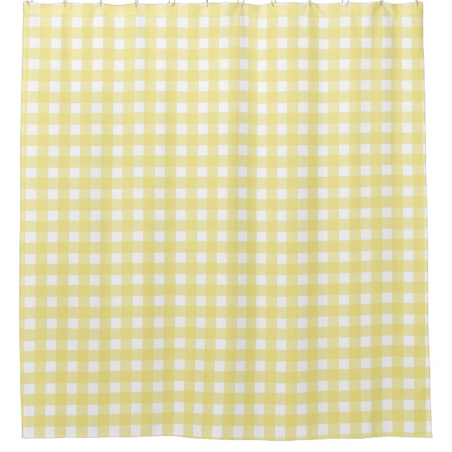 Rideaux De Douche En vichy jaune pâle et blanc (Devant)
