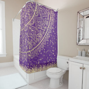 Rideaux De Douche Enchanter Mandala avec des étoiles d'or sur viole