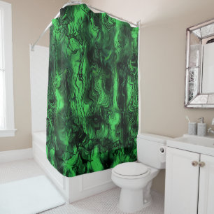 Rideaux De Douche Énergie Nerveuse Grungy Art Abstrait Vert Et Noir