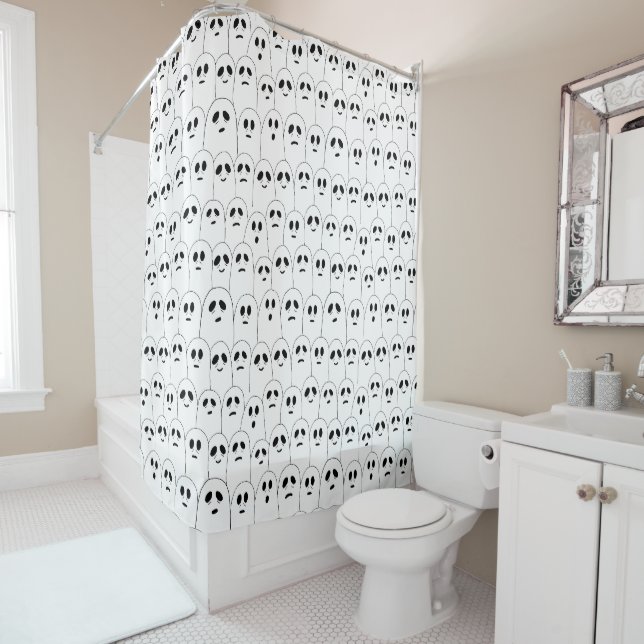 Rideaux De Douche Enfants Amusants Halloween mignonne Fantômes Blanc (En situation)