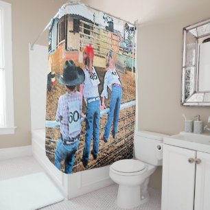 Rideaux De Douche Enfants de rodéo sur la cow-girl de cowboy de