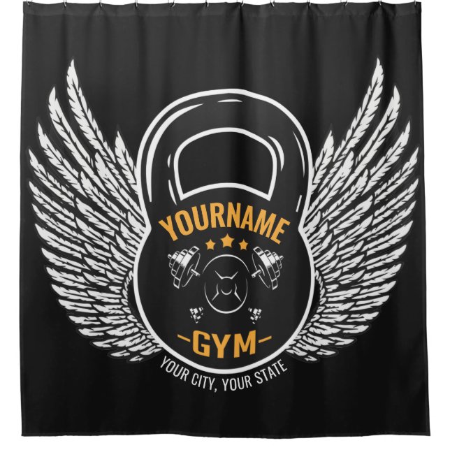 Rideaux De Douche Entraîneur de fitness GYM personnalisé Kettlebell (Devant)