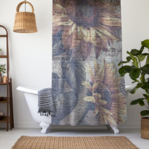 Rideaux De Douche Ephémère à papillon de tournesol rustique