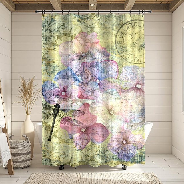Rideaux De Douche Éphémère de marque postale de libellule d'Hydrange (Créateur téléchargé)