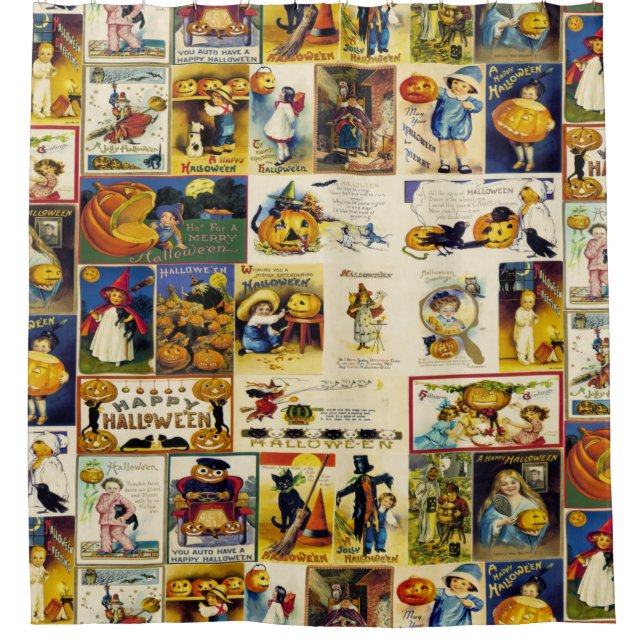 Rideaux De Douche Ephémère d'Halloween vintage (Devant)