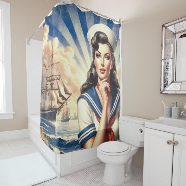 Rideaux De Douche Épingle vintage (En situation)