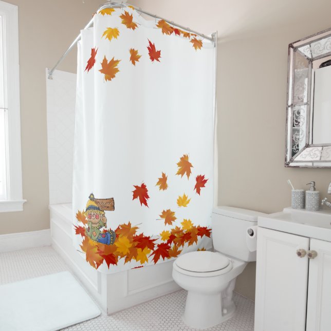 Rideaux De Douche Épouvantail d'automne (En situation)
