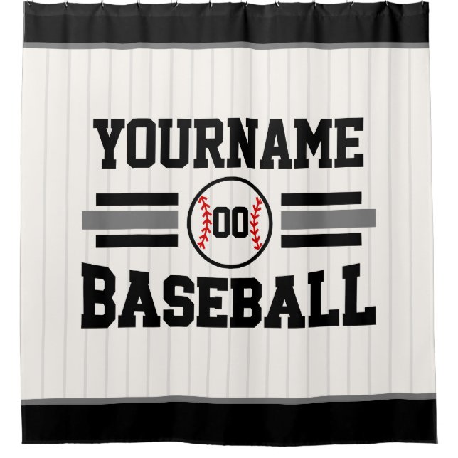 Rideaux De Douche Équipe de joueurs de baseball rétro personnalisés  (Devant)