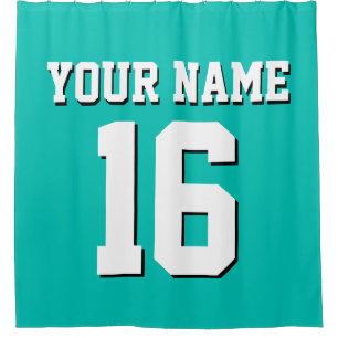 Rideaux De Douche Équipe turquoise White Sports Jersey Jersey