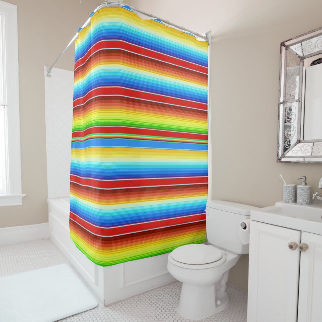 Rideaux De Douche Espagnol traditionnel couvrant mexicain vibrant (En situation)