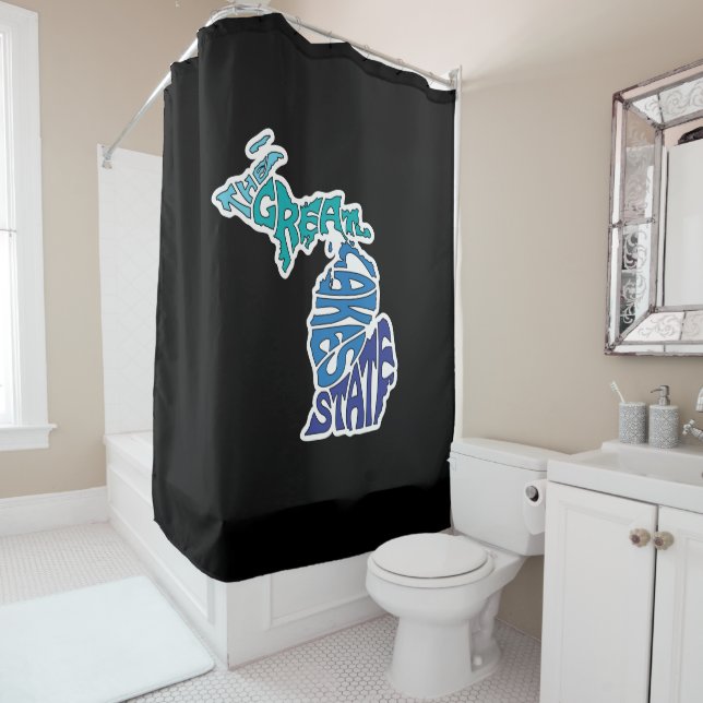 Rideaux De Douche État des Grands Lacs - Michigan (En situation)