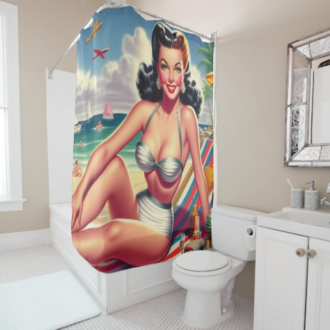 Rideaux De Douche Été rétro (En situation)