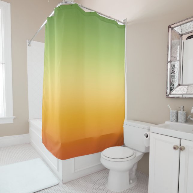 Rideaux De Douche Été Tropical Dégradé Orange Lemon Lime Ombre (En situation)