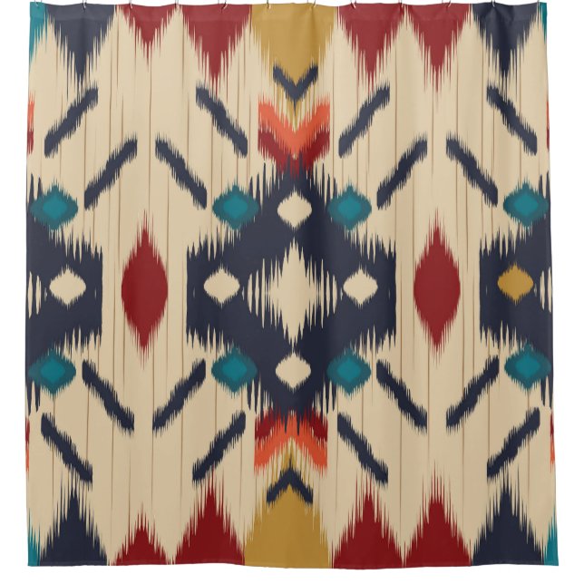 Rideaux De Douche Ethnic Abstrait : Tribal Geometry Print. (Devant)