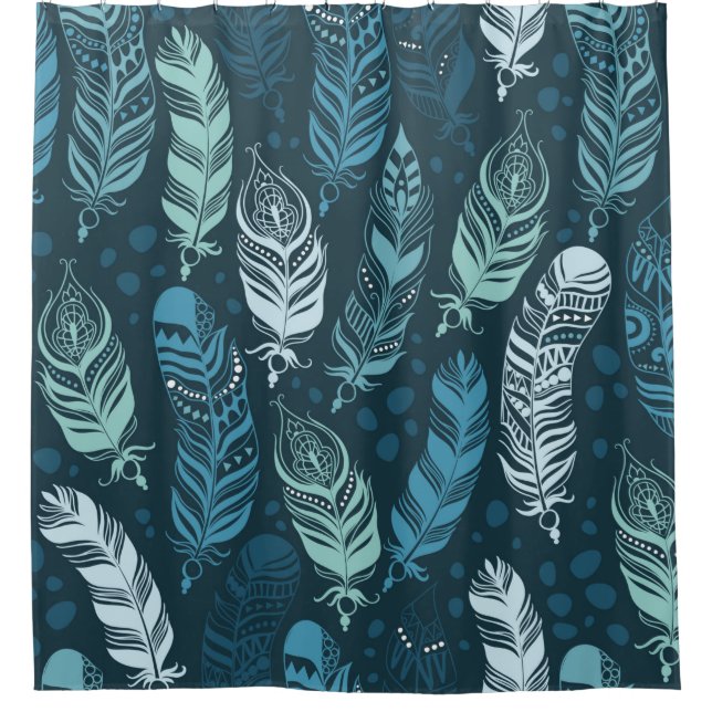 Rideaux De Douche Ethnic feathers seamless pattern (Devant)