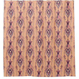 Rideaux De Douche Ethnique tribale : Aztec Mexicain sans couture Vin