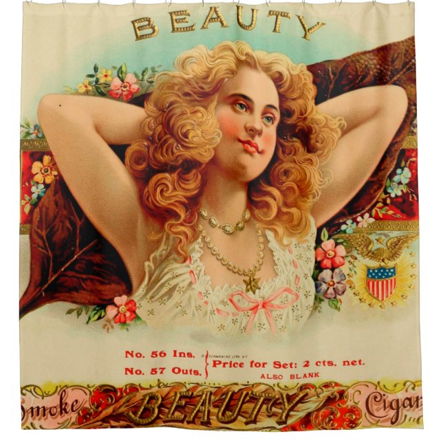 Rideaux De Douche Étiquette de boîte à cigares vintage (Devant)