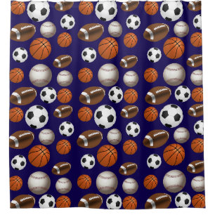 Rideaux De Douche Étoile montante Assortiment de balles de sport Ble