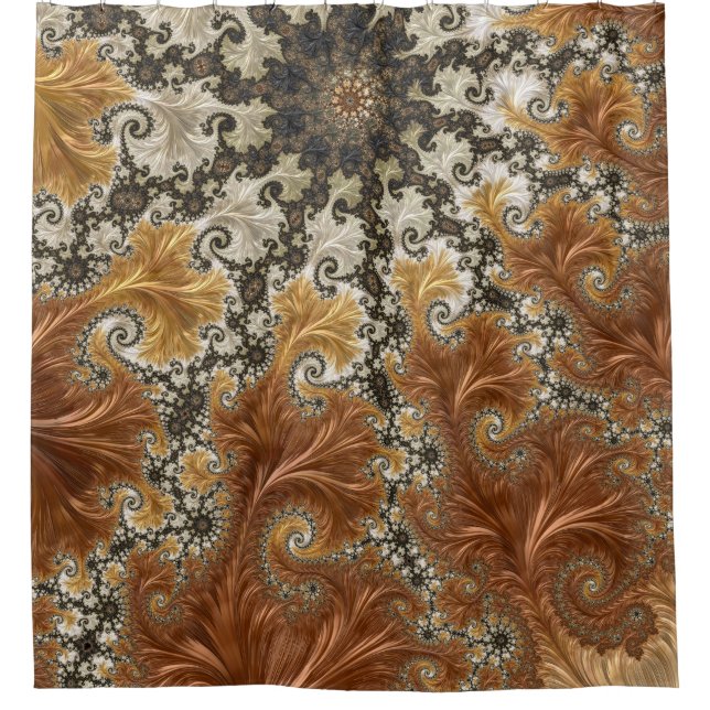 Rideaux De Douche Étoile noire en bronze d'or fractal (Devant)