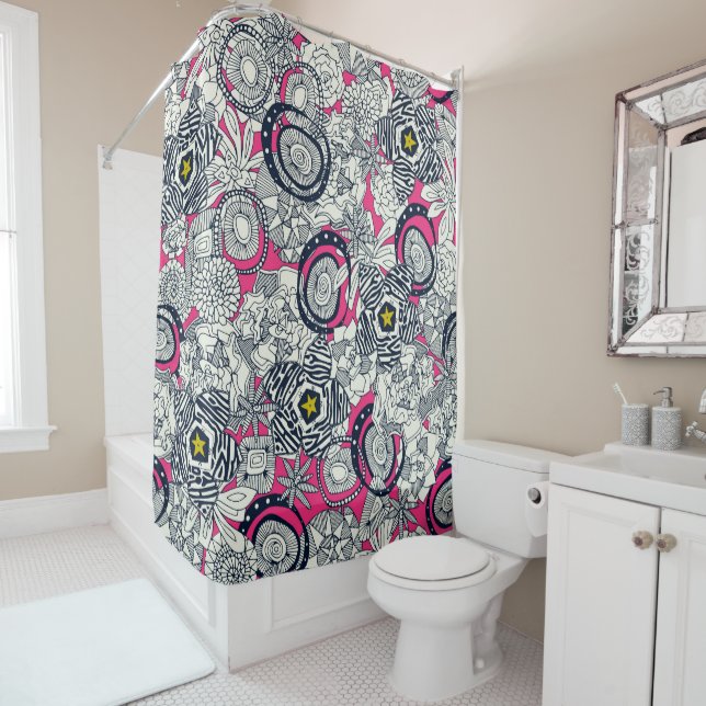 Rideaux De Douche étoile succulente de chartreuse rose (En situation)