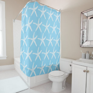 Rideaux De Douche Étoiles de mer de plage motifs nautiques mer bleu 