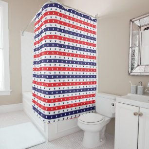 Rideaux De Douche Étoiles et bandes rouges blanches et bleues