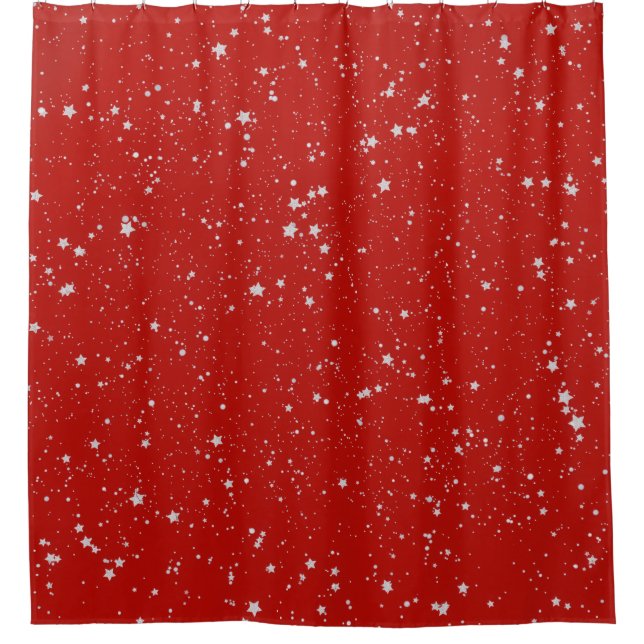 Rideaux De Douche Étoiles Parties scintillant - Rouge argenté (Devant)