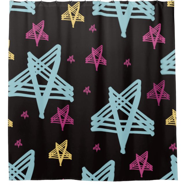 Rideaux De Douche Étoiles rocheuses bleu rose noir (Devant)