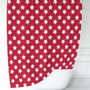 Rideaux De Douche Étoiles Rouges et Blanches