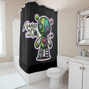 Rideaux De Douche Étrange et Insolite Ours Voodoo Cœur Vert Violet