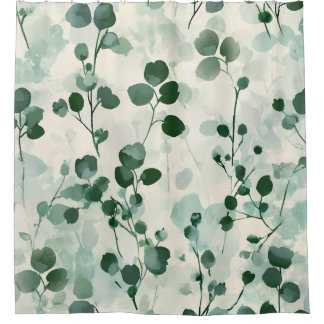 Rideaux De Douche Eucalyptus Mint Aquarelle Florale