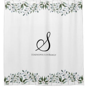 Rideaux De Douche Eucalyptus Vert Floral Nom de famille