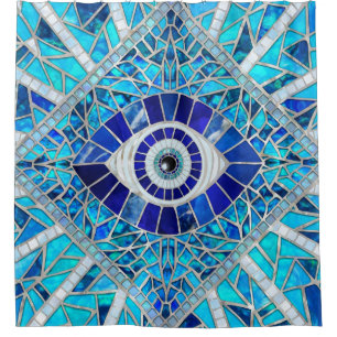 Rideaux De Douche Evil Oeil Amulet Mosaic Art