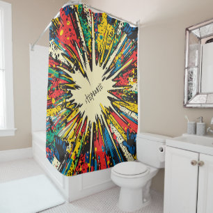 Rideaux De Douche Explosion d'art pop de style comique (2)