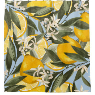 Rideaux De Douche Exquis motif aux fruits jaunes bergamot, cit