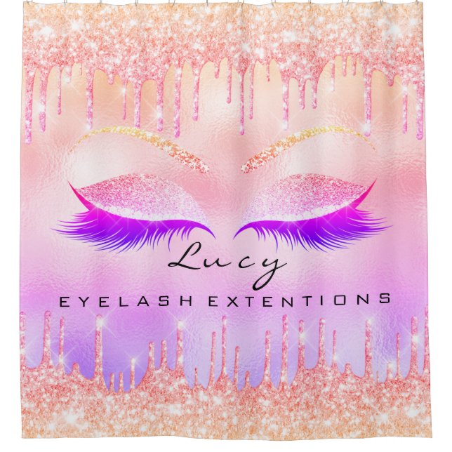 Rideaux De Douche Eyelashes Extension Holographe rose Parties scinti (Devant)