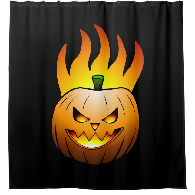 Rideaux De Douche Face Citrouille Halloween fière (Devant)
