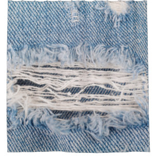 Rideaux De Douche Faded jeans bleus déchirés, Textures déchiré jeans