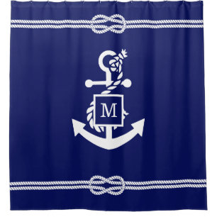 Rideaux De Douche Fait main Couleurs Corde Noeud Ancre Monogramme Ma