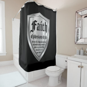 Rideaux De Douche Faith Bouclier foi chrétienne Bible Verse Ephési
