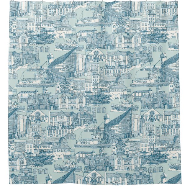 Rideaux De Douche Falmouth toile paon (Devant)