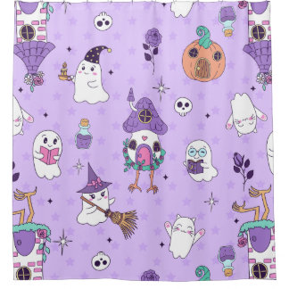 Rideaux De Douche fantaisiste violet halloween effrayant fantôme sin