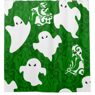 Rideaux De Douche fantôme en damas vert halloween apparition paranor