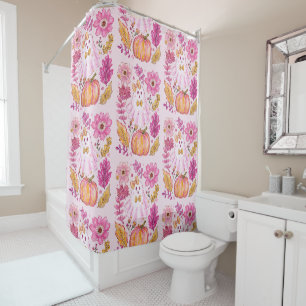 Rideaux De Douche Fantôme pastel rose d'Halloween avec des fleurs et